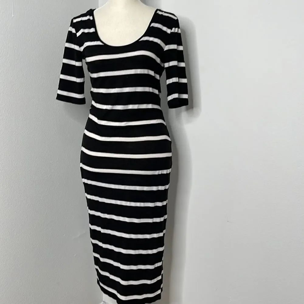 Forever 21 T-shirt dress.  Mesh back. Size Small. Black and white striped.